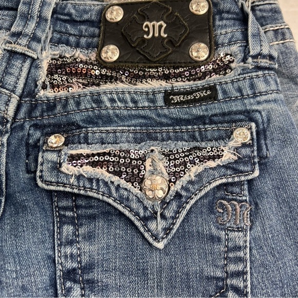 Miss Me Embellished Sequin Bootcut Jeans Size 25 (missing one rhinestone rivit) - Picture 7 of 14